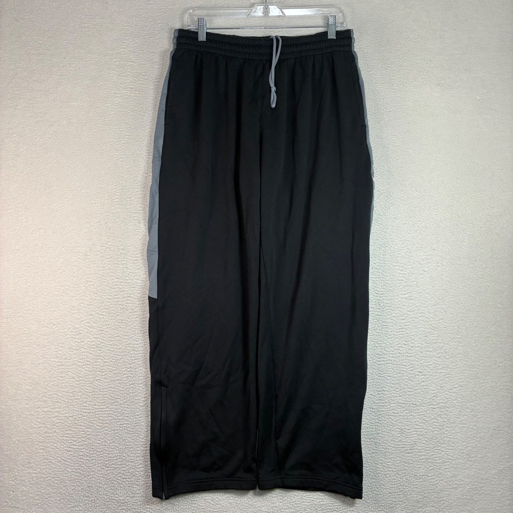 Y2K Nike Sweatpants Men XL Black Gray Baggy Therma Fit Relaxed Ankle Zip Track